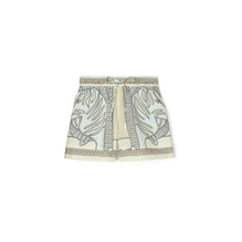 Women Printed Linen Camp Short - Blue Zebra Scarf