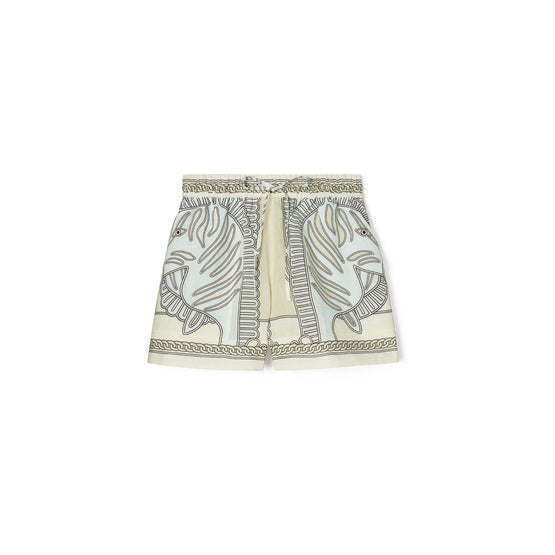 Women Printed Linen Camp Short - Blue Zebra Scarf