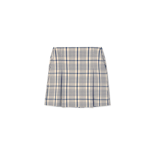 Women Pleated-Front Twill Golf Skirt - Sesame Uptown Plaid