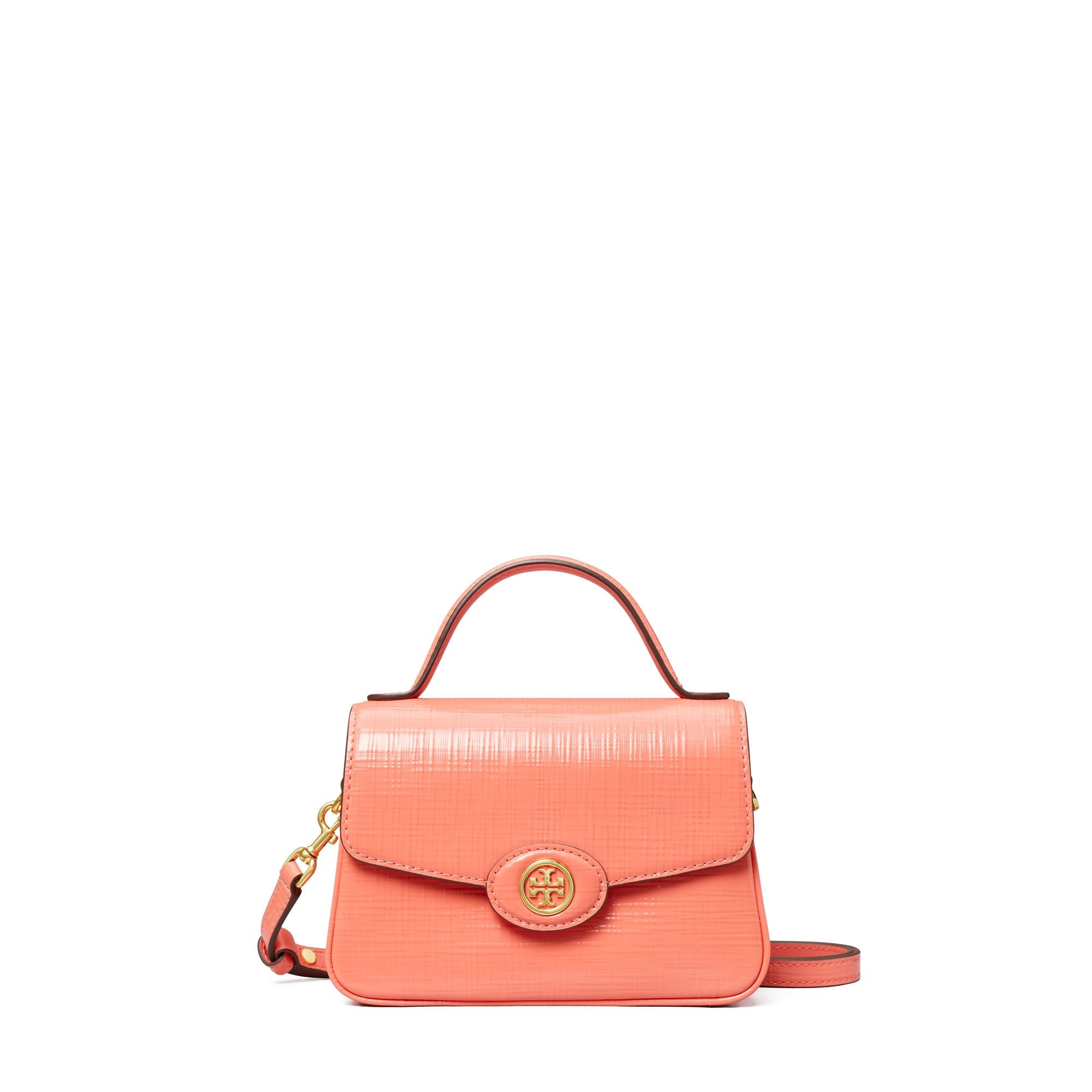 Women Robinson Crosshatched Small Top-Handle Bag - Coral Crush