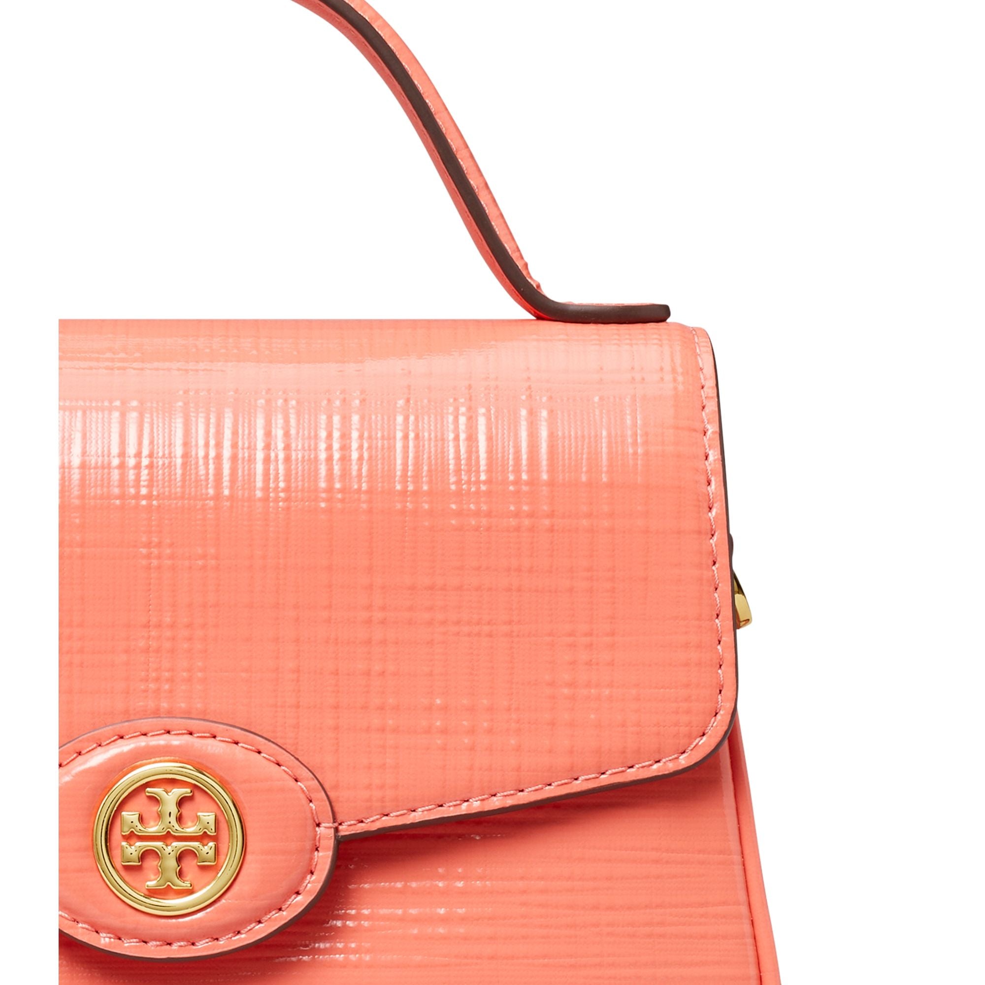 Women Robinson Crosshatched Small Top-Handle Bag - Coral Crush