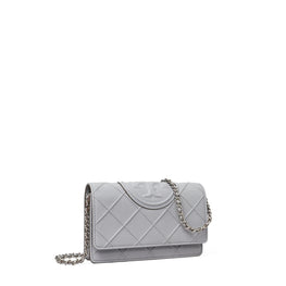 Women Fleming Soft Grained Chain Wallet - Slate