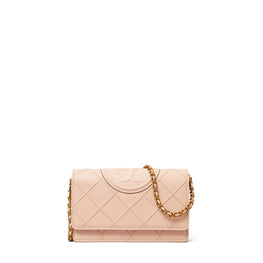 Women Fleming Soft Grained Chain Wallet - Blush