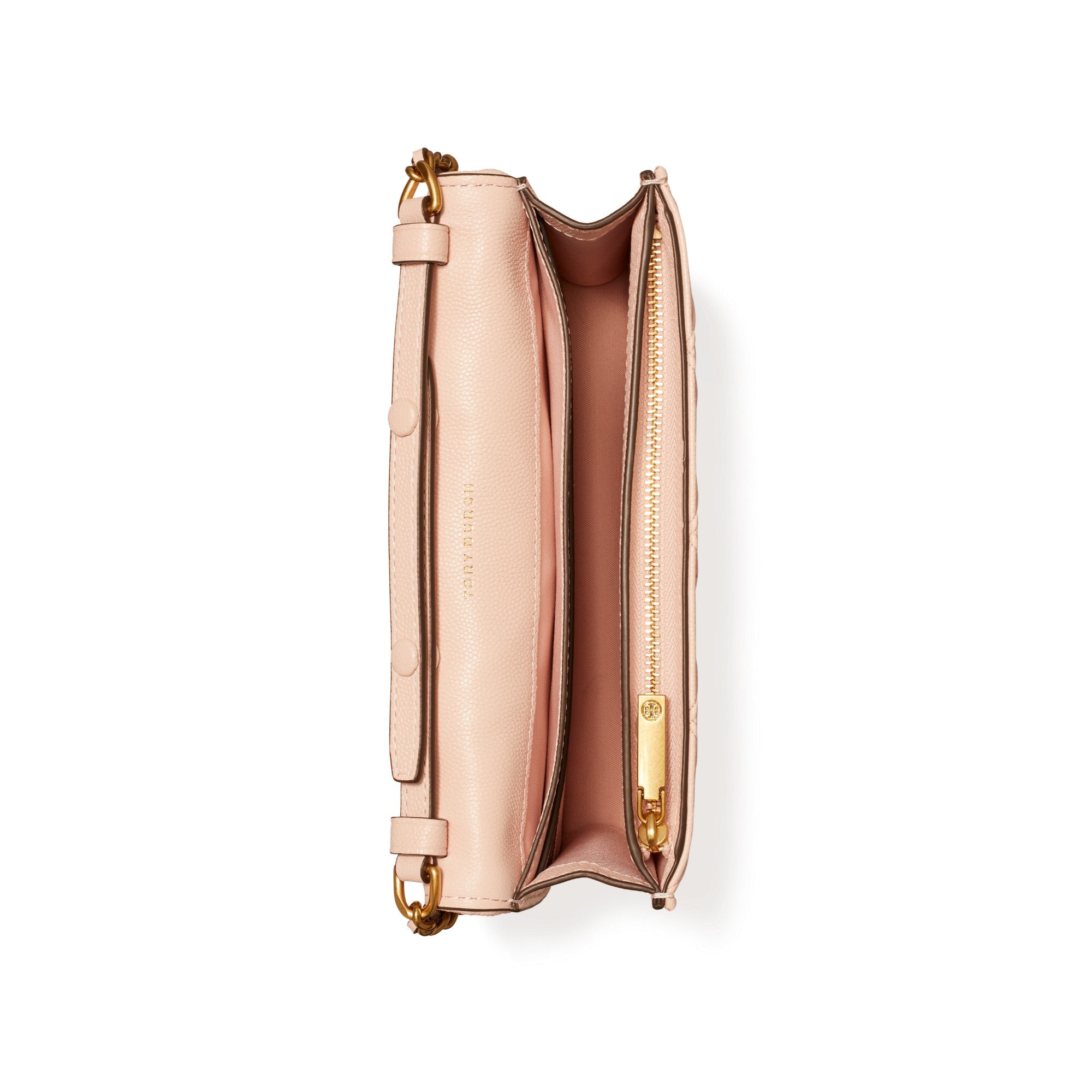 Women Fleming Soft Grained Chain Wallet - Blush