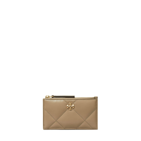 Women Kira Diamond Quilt Zip Card Case - Taupe Oak