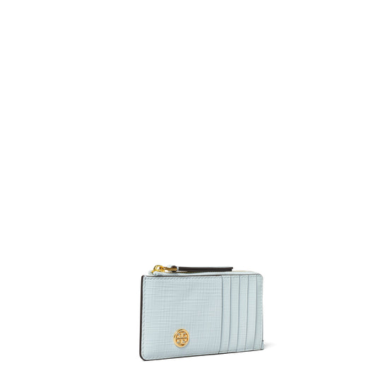 Women Robinson Crosshatched Zip Card Case - Ice Blue