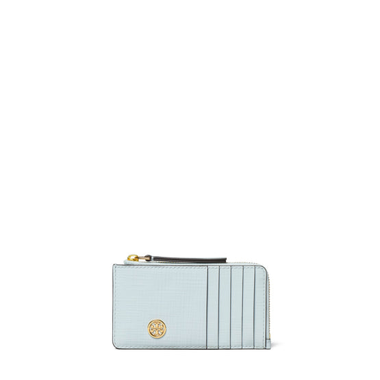Women Robinson Crosshatched Zip Card Case - Ice Blue