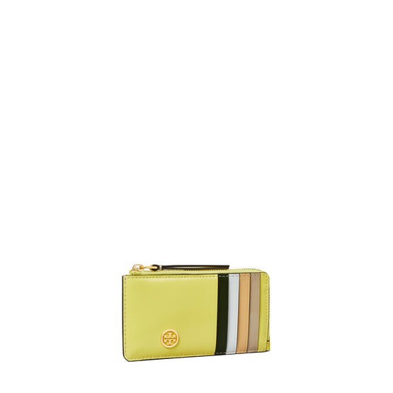 Women Robinson Spazzolato Zip Card Case - Neon Lemon