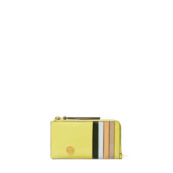 Women Robinson Spazzolato Zip Card Case - Neon Lemon