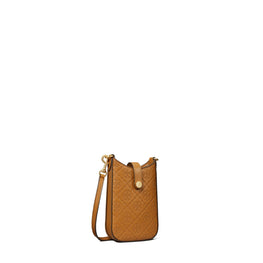 Women T Monogram Leather Phone Crossbody - Tan