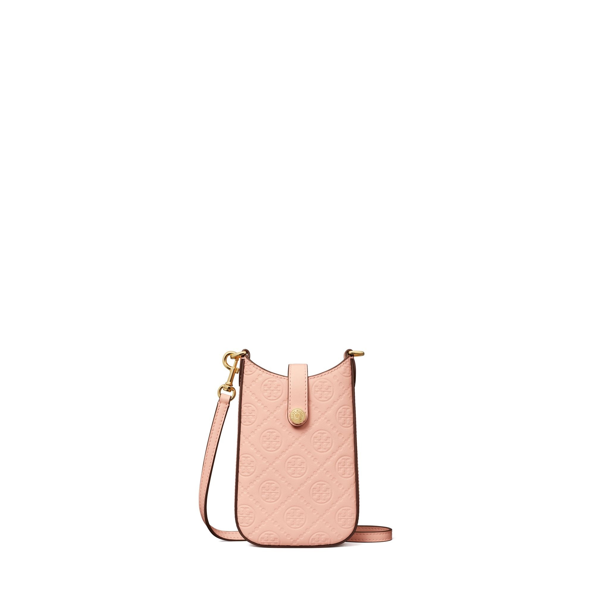 Women T Monogram Leather Phone Crossbody - Blush