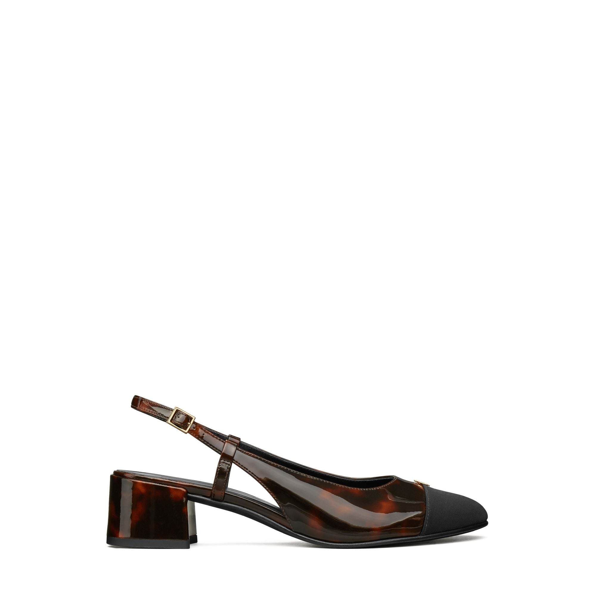 Women Cap-Toe Slingback 45Mm - Tortoise Patent / Perfect Black