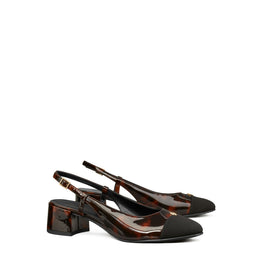 Women Cap-Toe Slingback 45Mm - Tortoise Patent / Perfect Black
