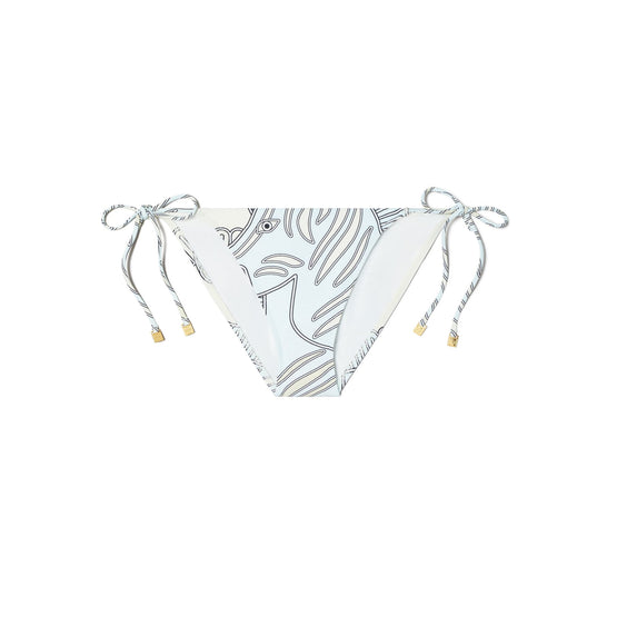 Women Printed String Bikini Bottom - Blue Zebra Scarf