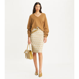 Women Logo Bouclé Skirt - Ivory / Sand