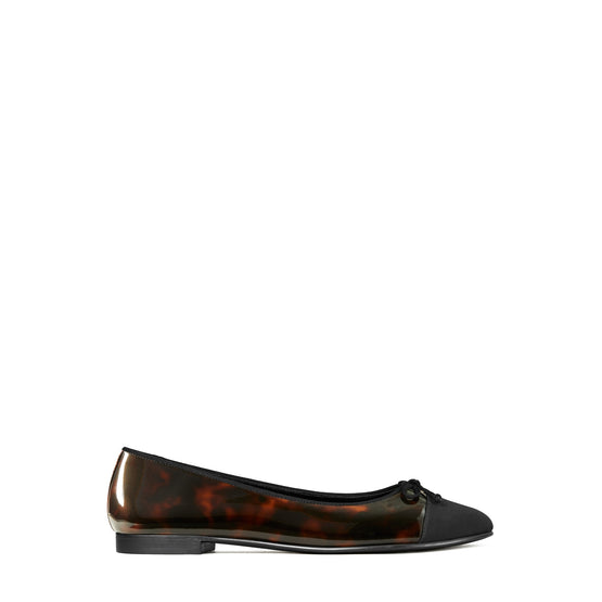 Women Cap-Toe Ballet - Tortoise Patent / Perfect Black