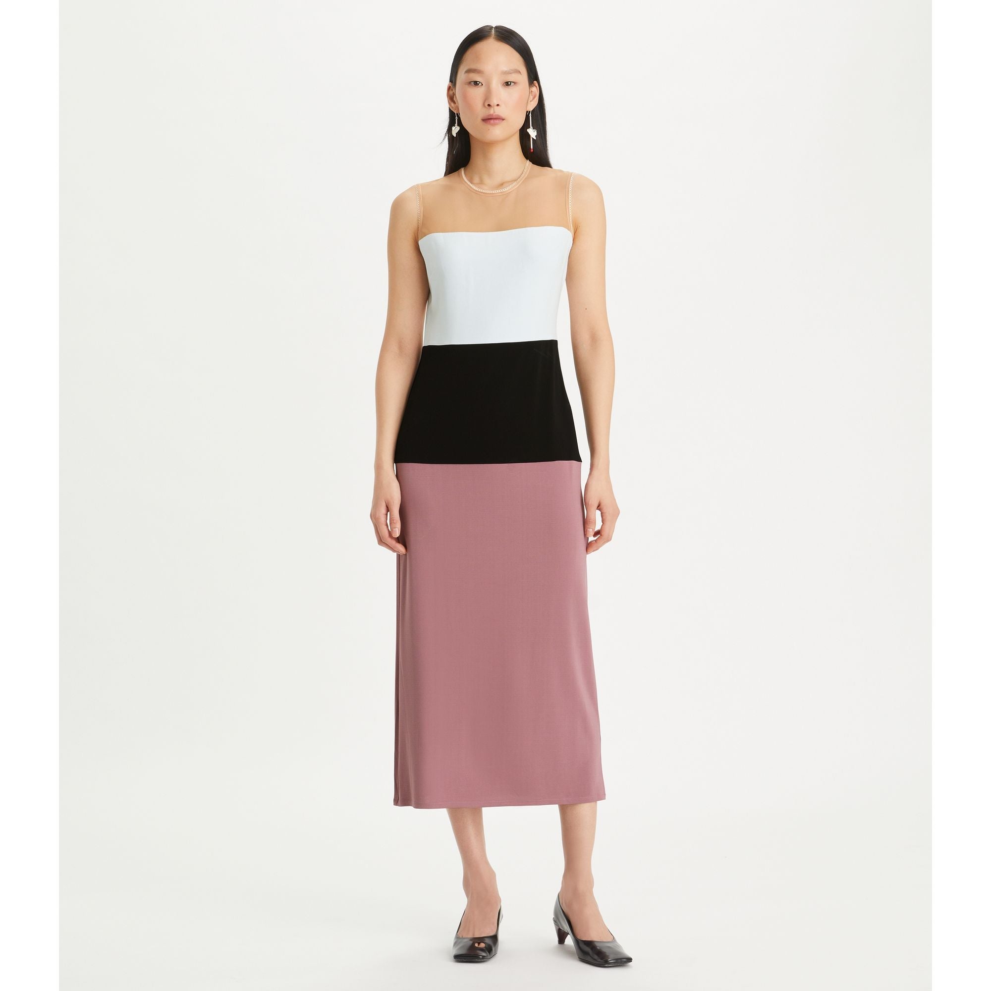 Women Colorblock Jersey Dress - Mauve