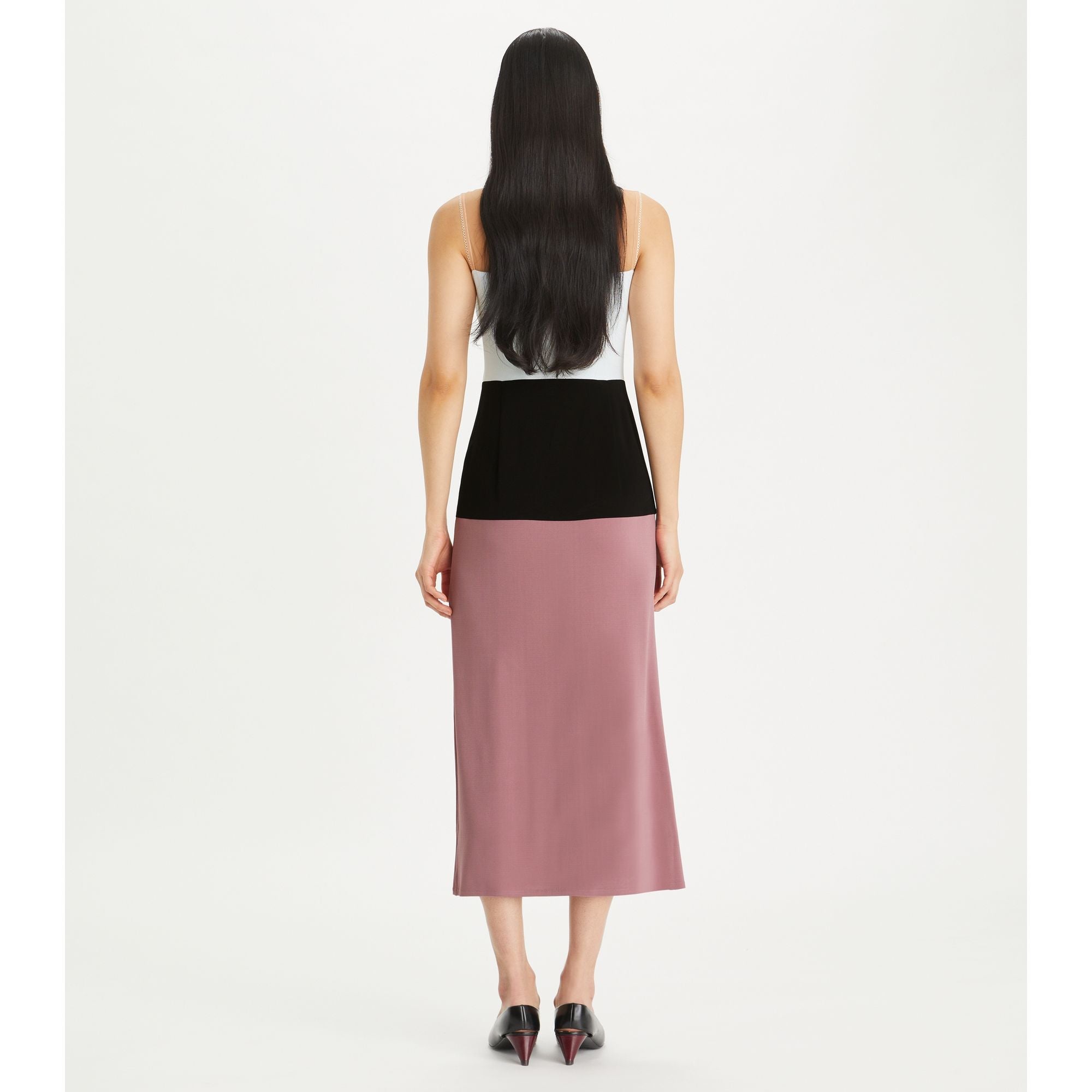 Women Colorblock Jersey Dress - Mauve
