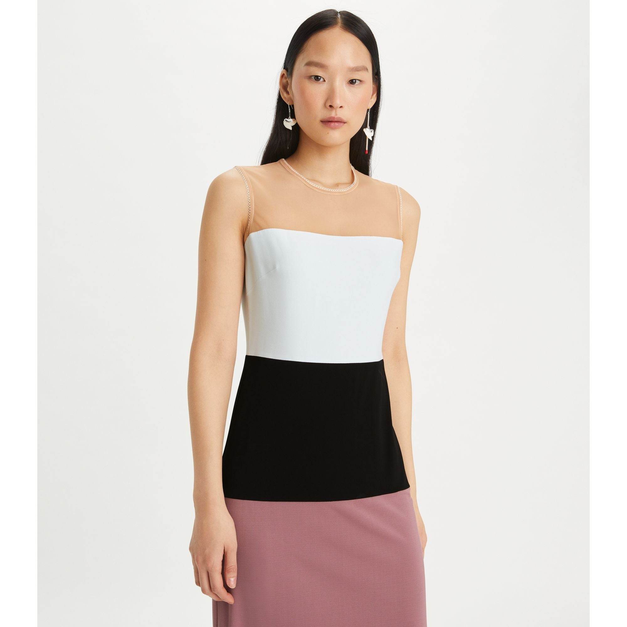 Women Colorblock Jersey Dress - Mauve