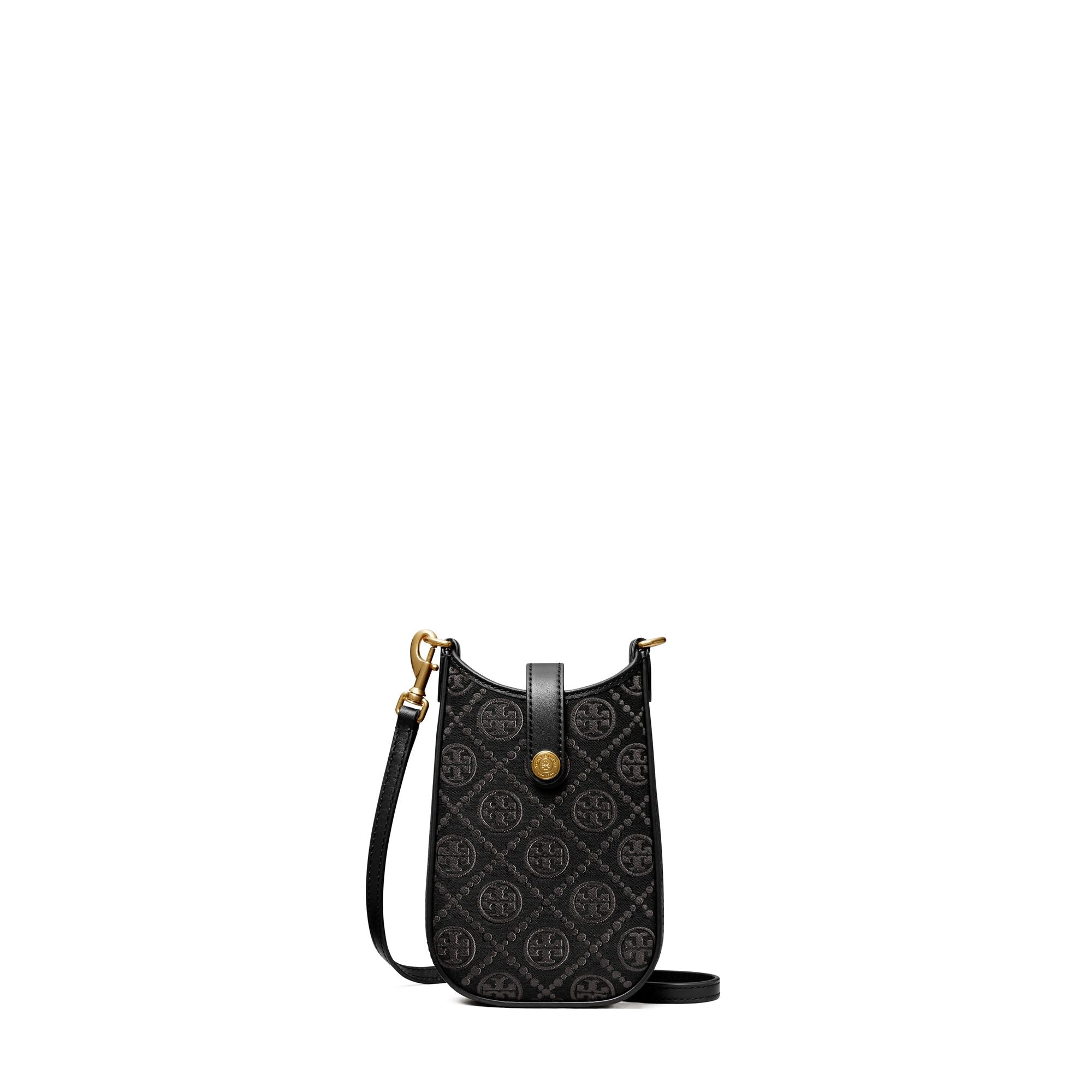 Women T Monogram Phone Crossbody - Black