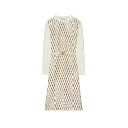 Women Greer Silk-Front Sweater Dress - New Ivory / Brown Knot