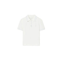 Women Performance Pique Patch Polo - Snow White / Light Blue