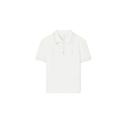 Women Performance Pique Patch Polo - Snow White / Light Blue