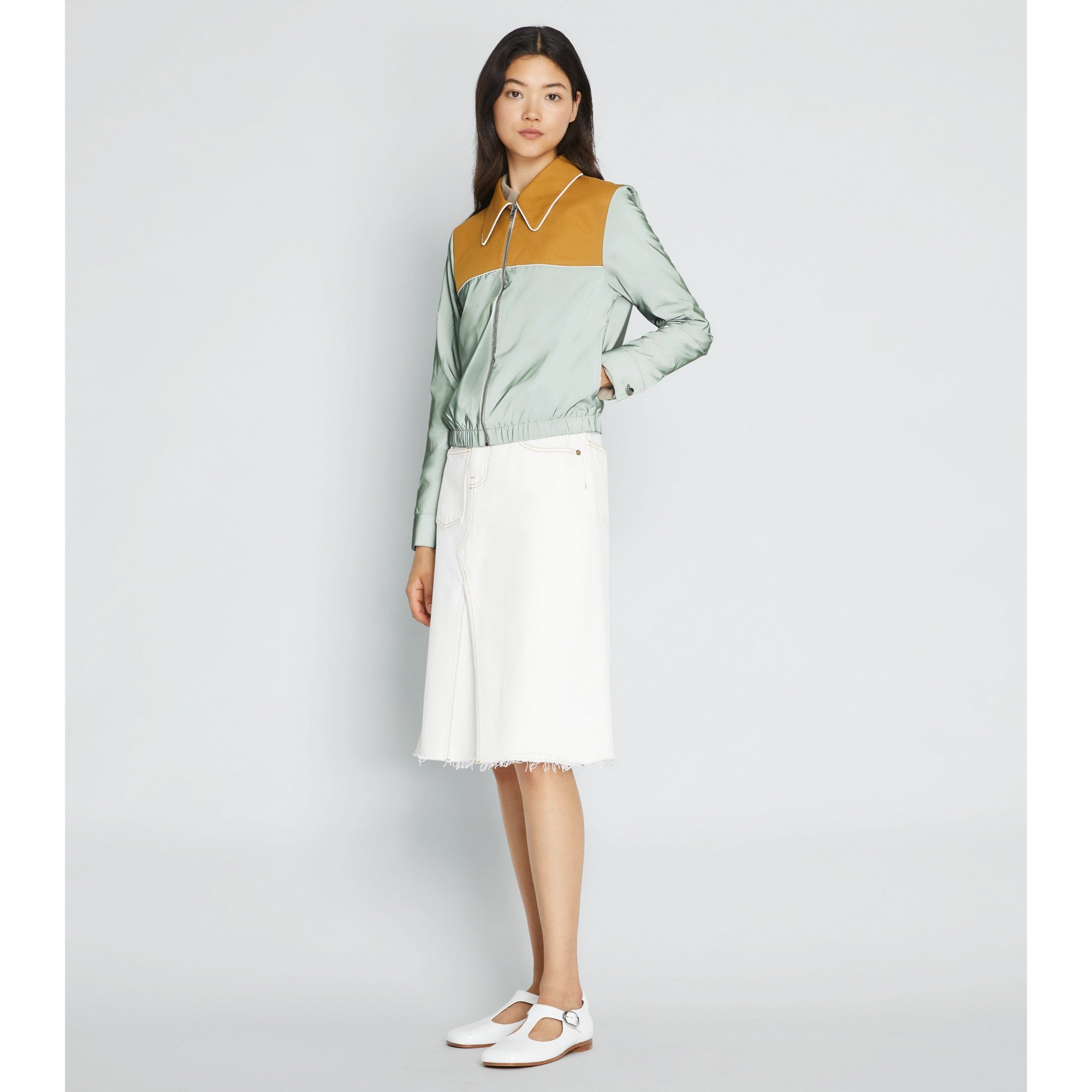 Women Reflective Nylon Jacket - Sage / Camel