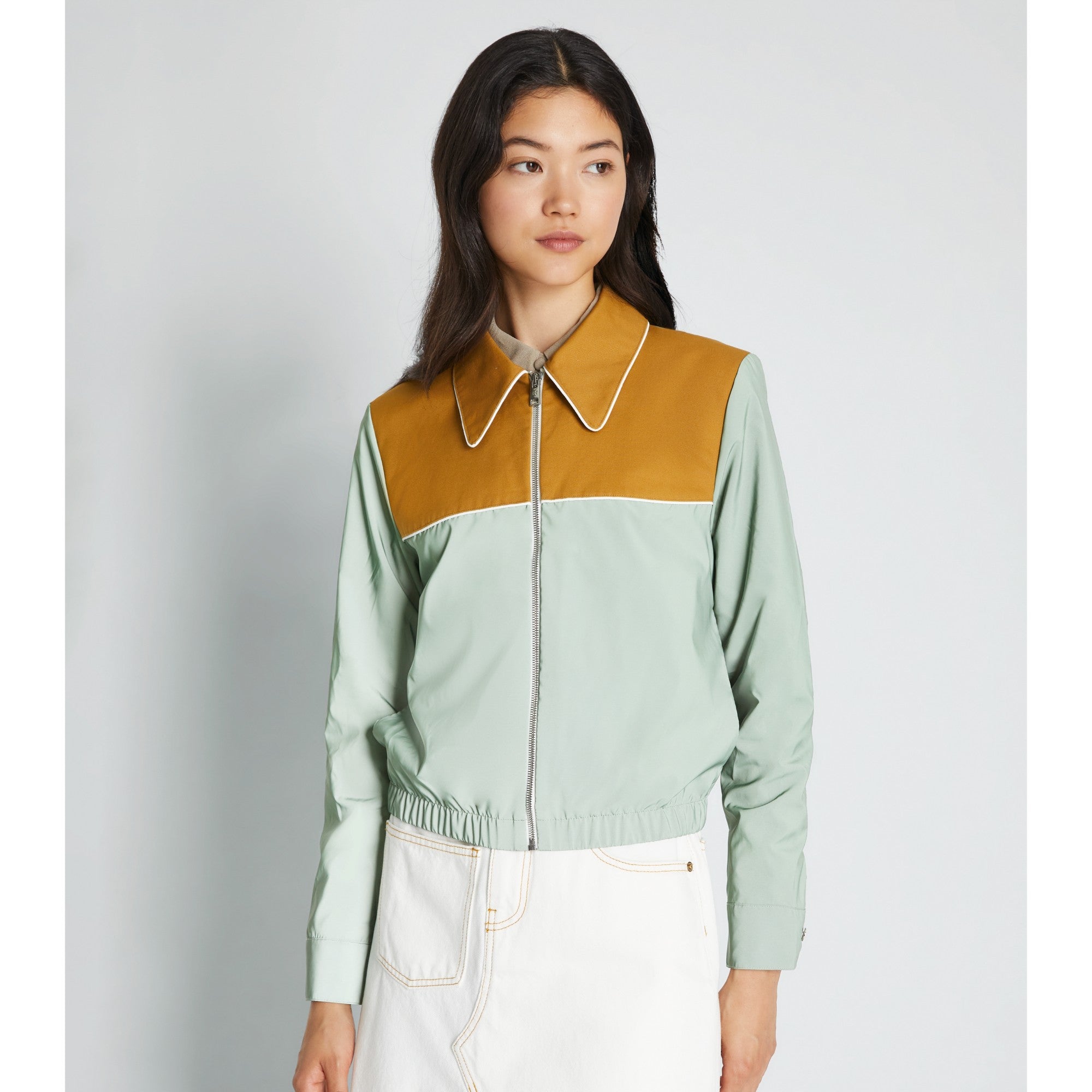 Women Reflective Nylon Jacket - Sage / Camel
