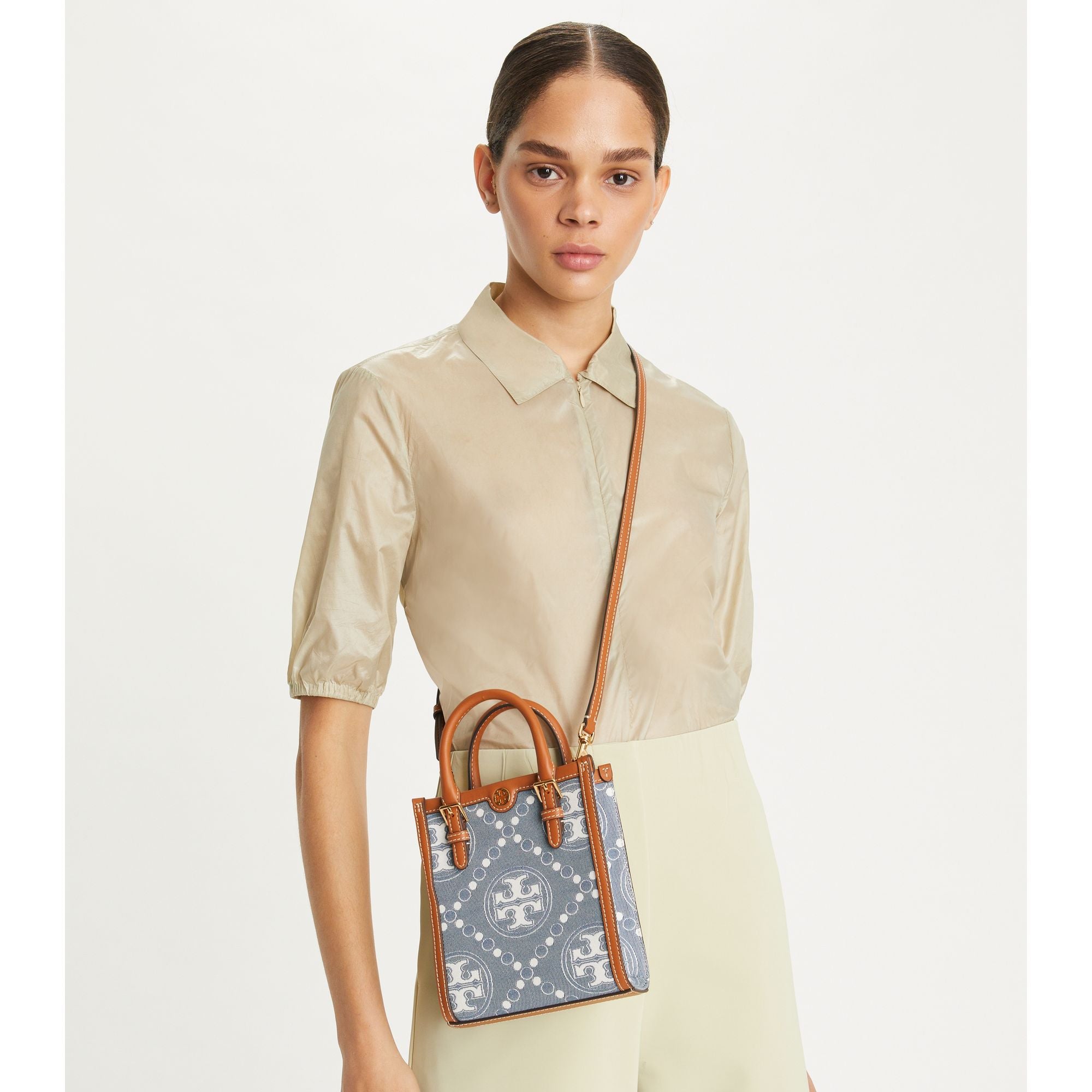 Women T Monogram Denim Mini N/S Tote - Multi