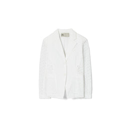 Women Embroidered Broderie Anglaise Jacket - White