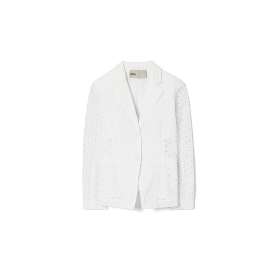 Women Embroidered Broderie Anglaise Jacket - White