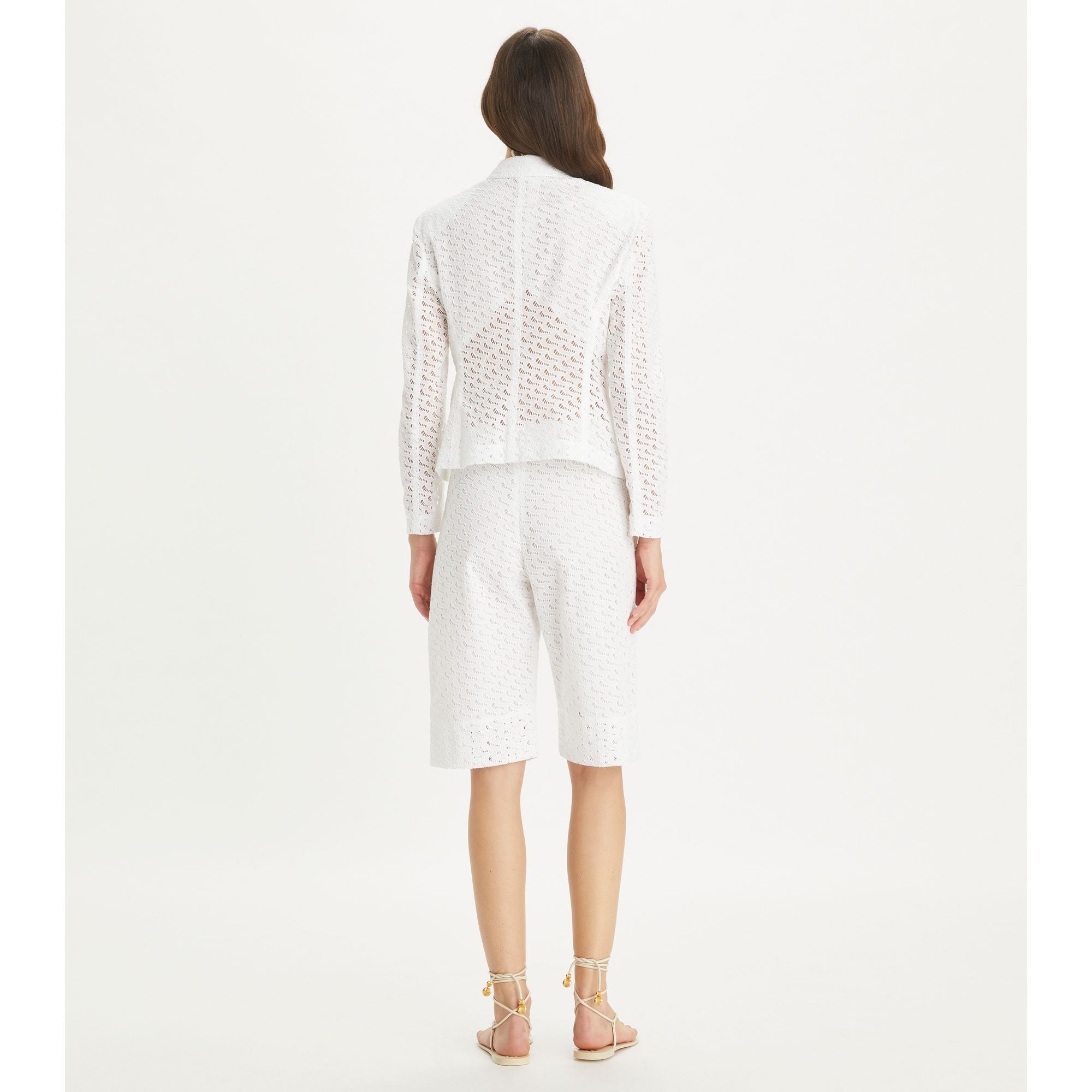 Women Embroidered Broderie Anglaise Jacket - White
