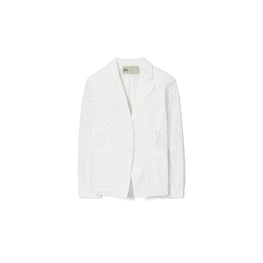 Women Embroidered Broderie Anglaise Jacket - White