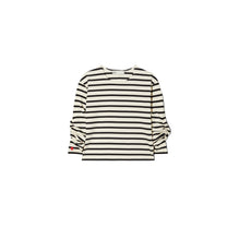 Women Scrunched Sleeve T-Shirt - Ivory / Black