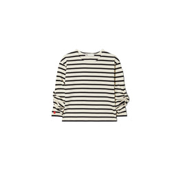 Women Scrunched Sleeve T-Shirt - Ivory / Black