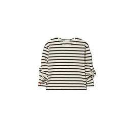 Women Scrunched Sleeve T-Shirt - Ivory / Black