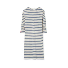 Women Scrunched-Sleeve Jersey T-Shirt Dress - Ivory / Blue