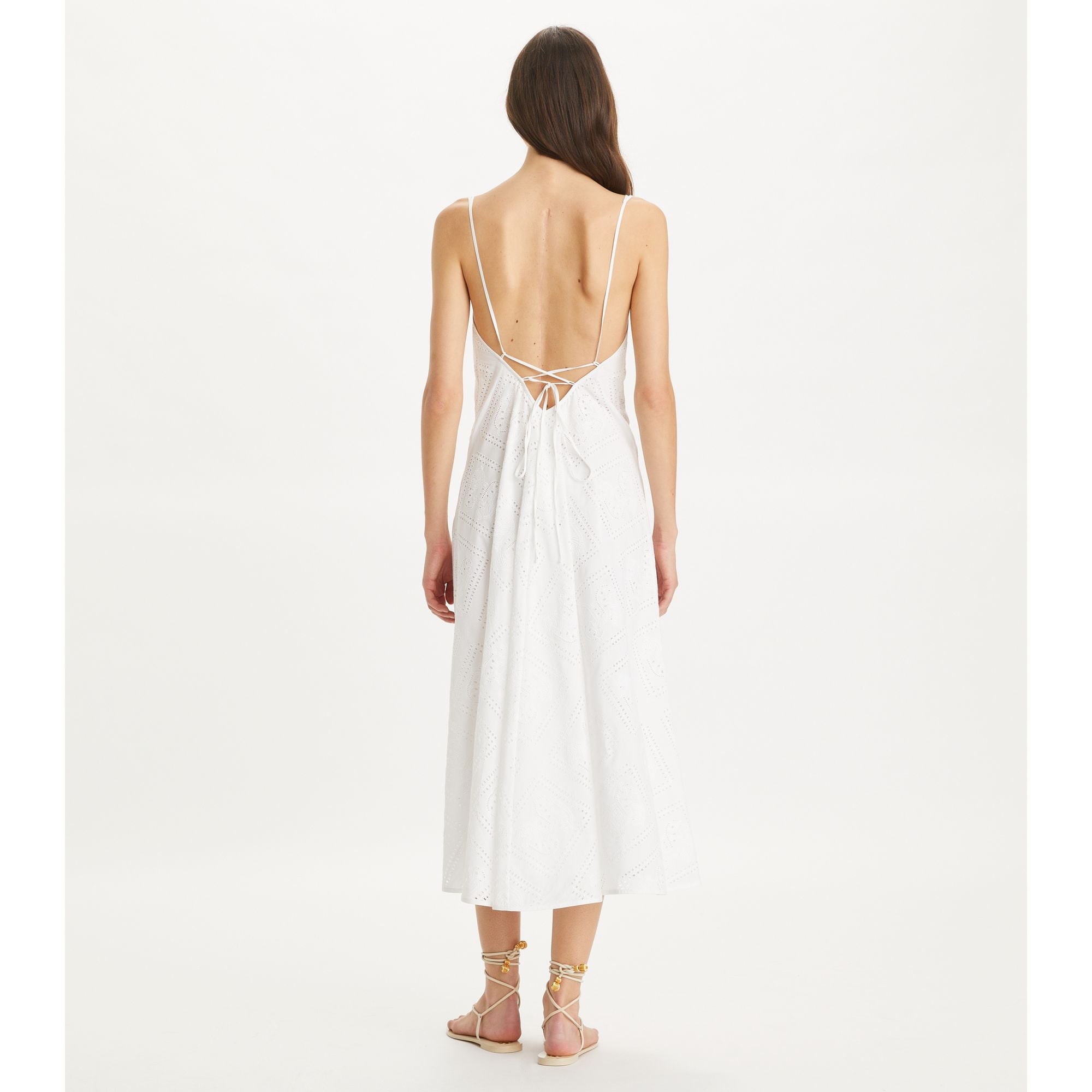 Women Cotton Eyelet Dress - White