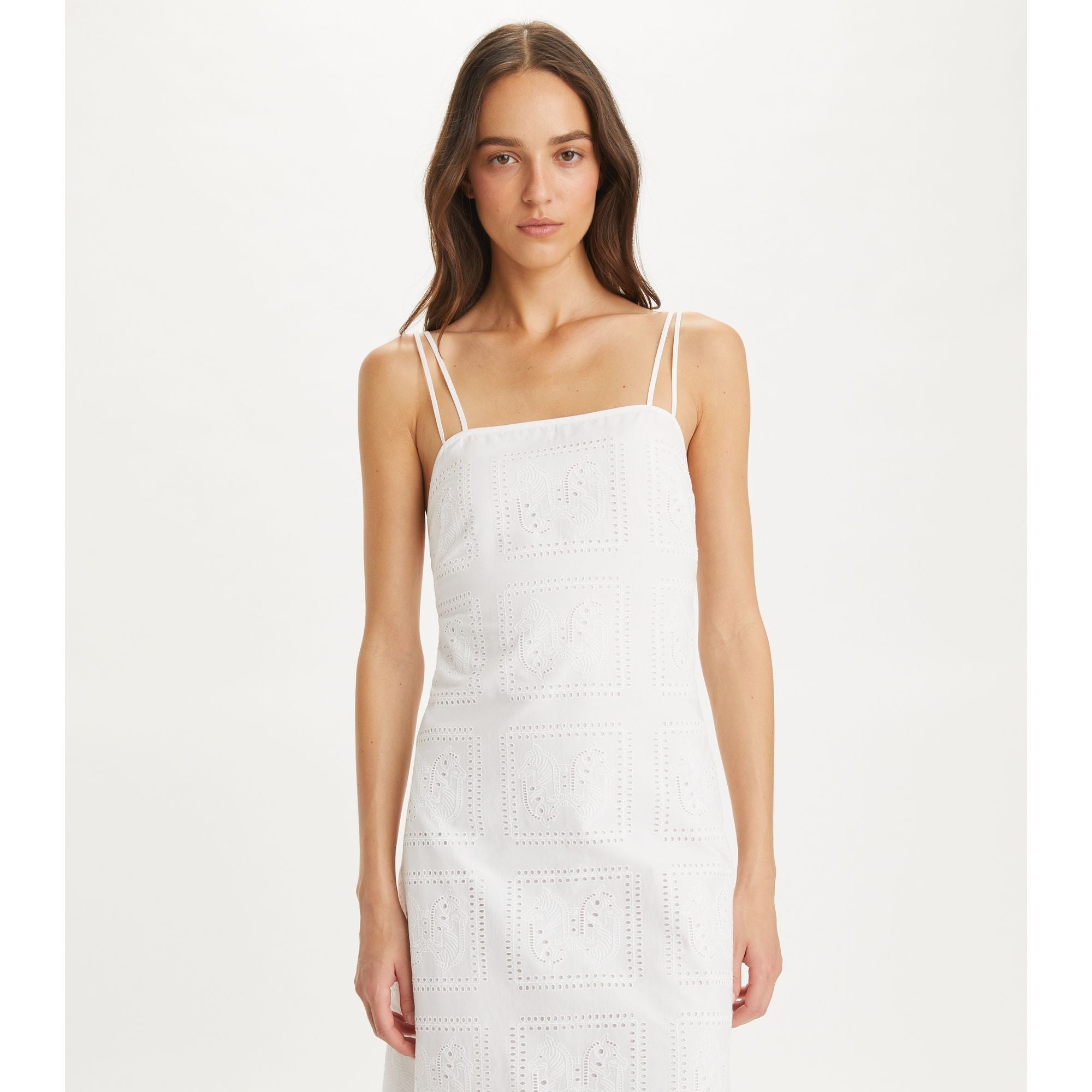 Women Cotton Eyelet Dress - White