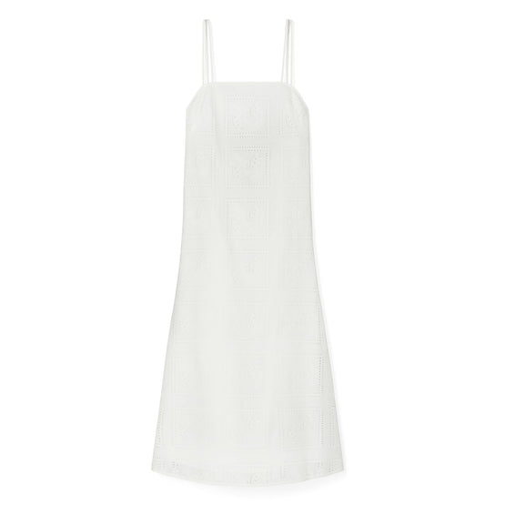 Women Cotton Eyelet Dress - White