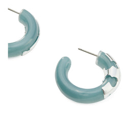 Women Resin Hoop Earring - Light Silver / Soft Blue