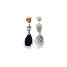 Women Bird Earring - Black Multi