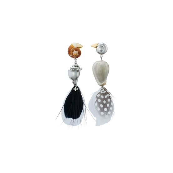 Women Bird Earring - Black Multi