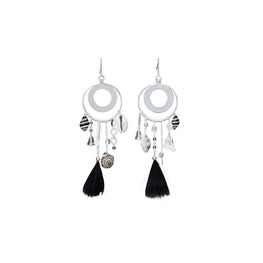 Women Galaxy Hoop Earring - Light Silver / Black