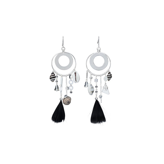 Women Galaxy Hoop Earring - Light Silver / Black