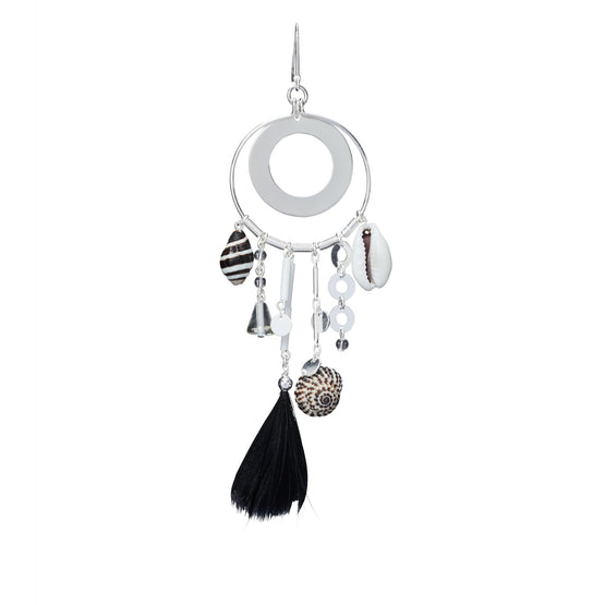 Women Galaxy Hoop Earring - Light Silver / Black