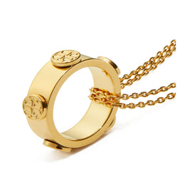 Women Icon Ring Pendant Necklace - Tory Gold