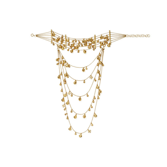 Women Convertible Bell Necklace - Antique Light Brass