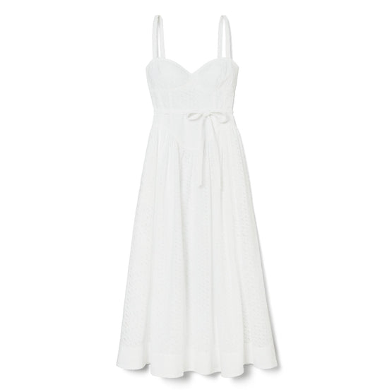 Women Cotton Broderie Anglaise Dress - White